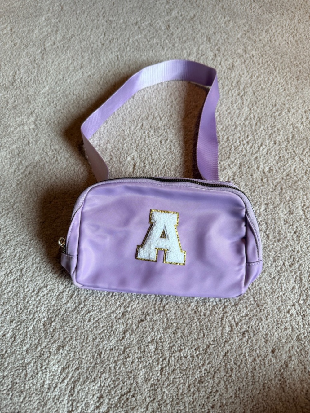 Lilac Initial A Crossbody Bag - Women's Lilac Shoulder Pouch